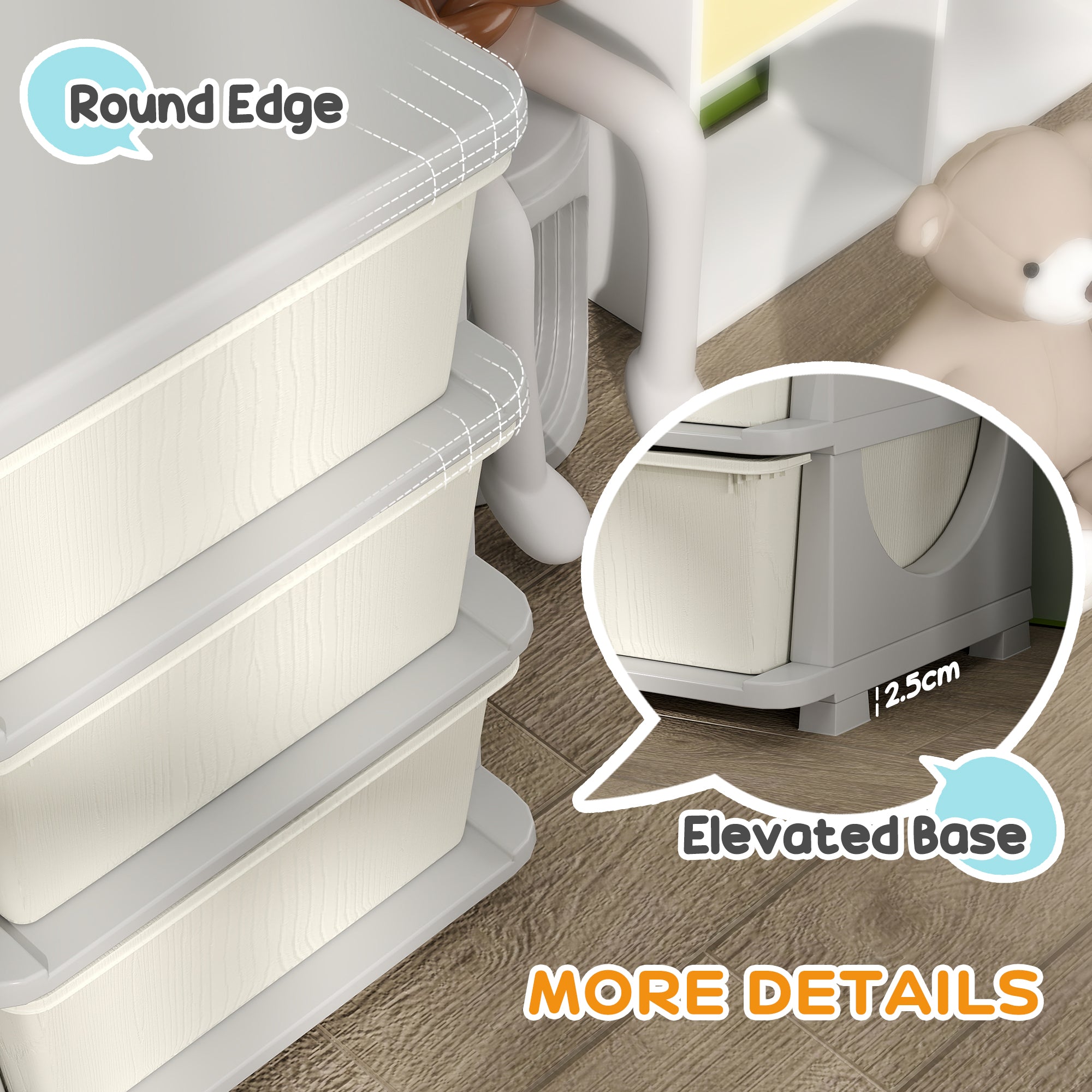 HOMCOM Kids Storage Unit, with Nine Drawers - Cream